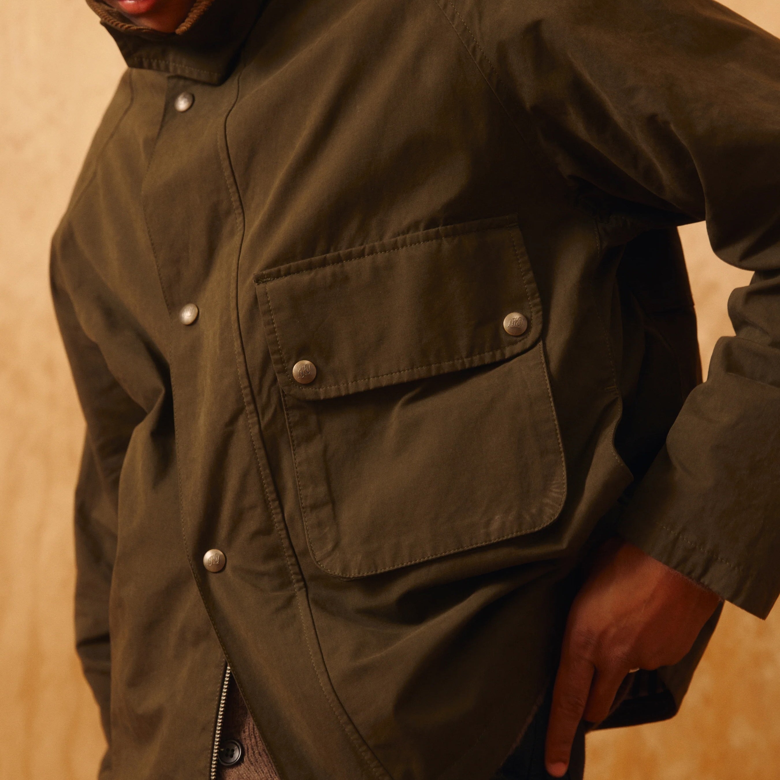 
                          Bay Waxed Nylon Jacket - Olive - Knickerbocker - STAG Provisions - Outerwear - Coat / Jacket
                        