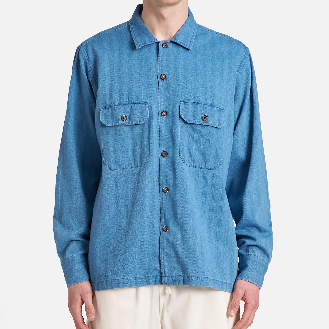 
                          Herringbone Utility Shirt - Washed Indigo - Universal Works - STAG Provisions - Outerwear - Shirt Jacket
                        