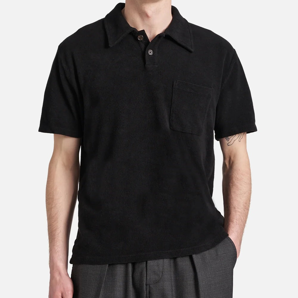 Newlyn Terry Polo - Black - Universal Works - STAG Provisions - Tops - S/S Knit