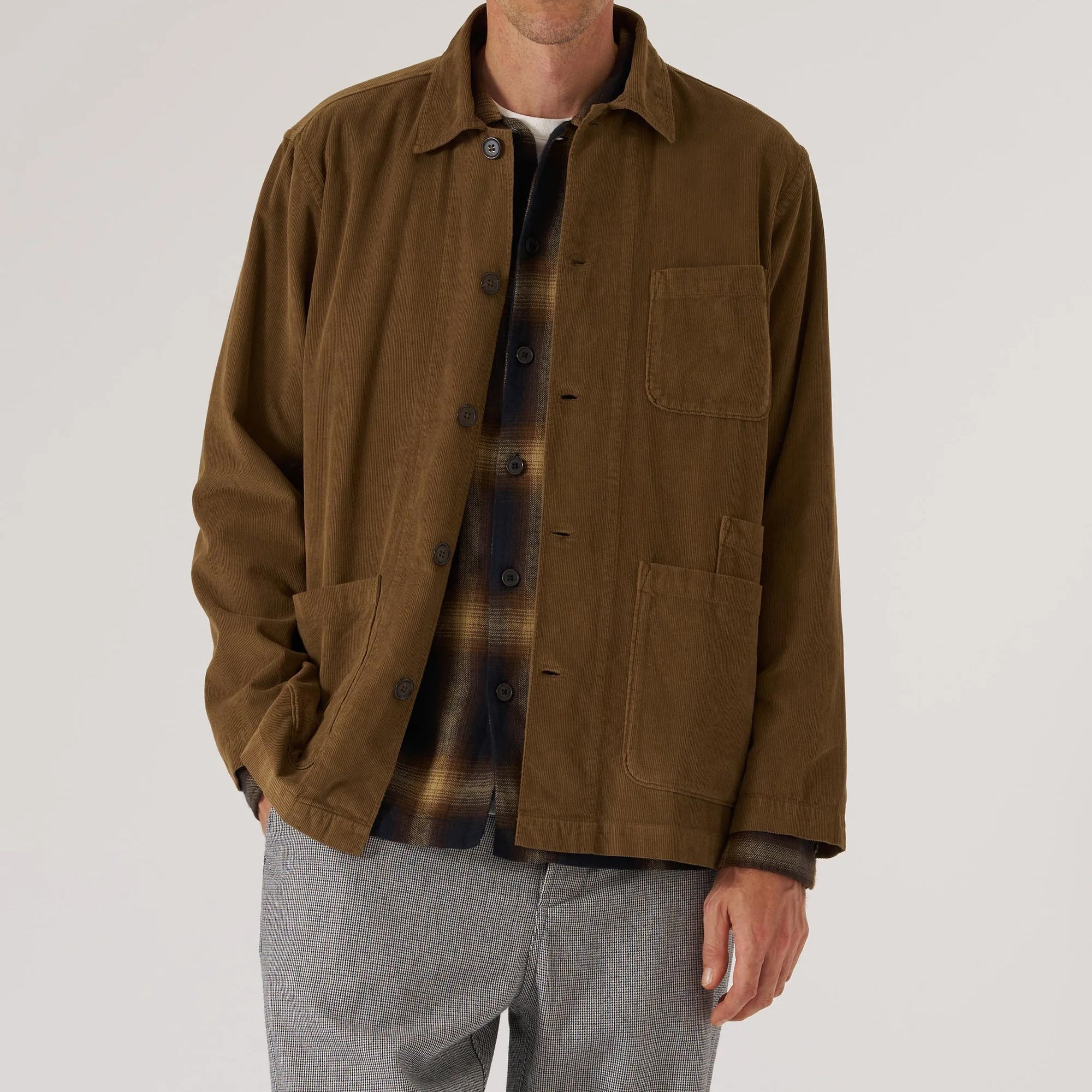 Fine Cord Bakers Overshirt - Khaki - Universal Works - STAG Provisions - Tops - L/S Woven - Overshirt