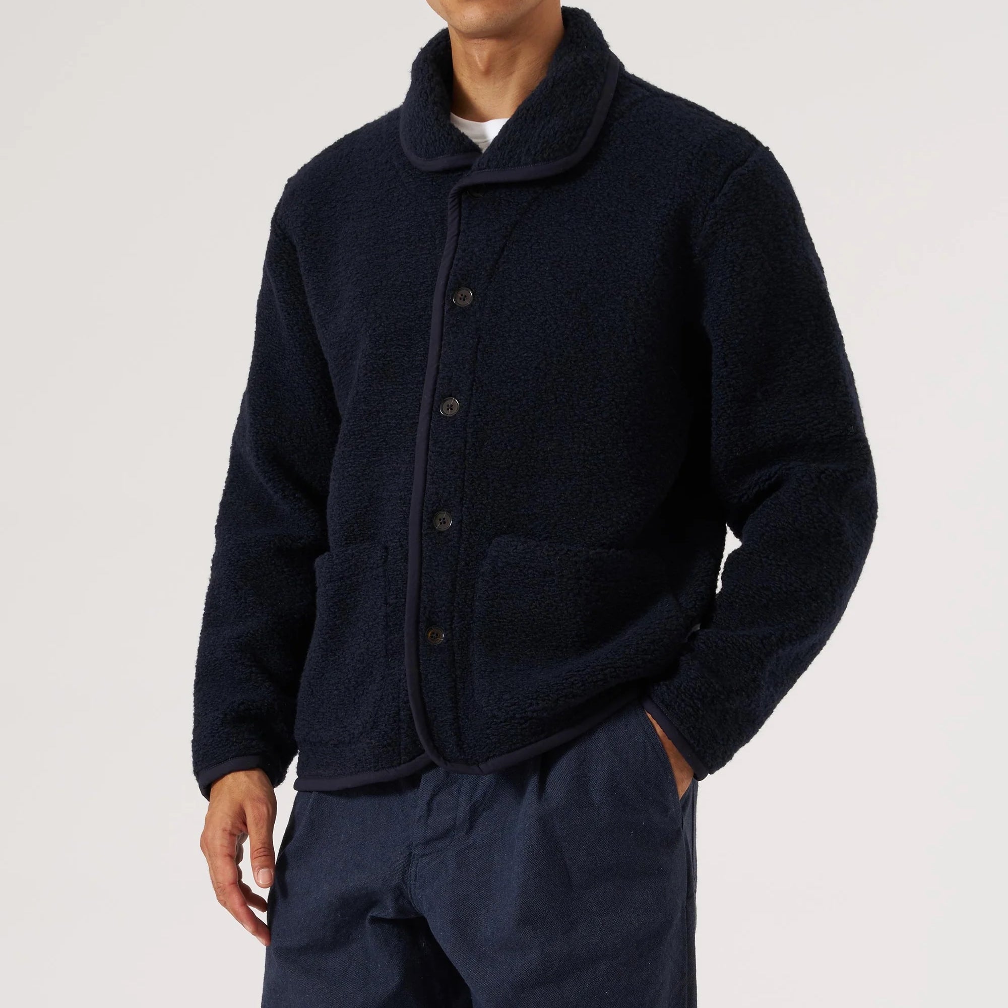 
                          Alvar Fleece Lancaster Jacket - Navy - Universal Works - STAG Provisions - Outerwear - Coat / Jacket
                        