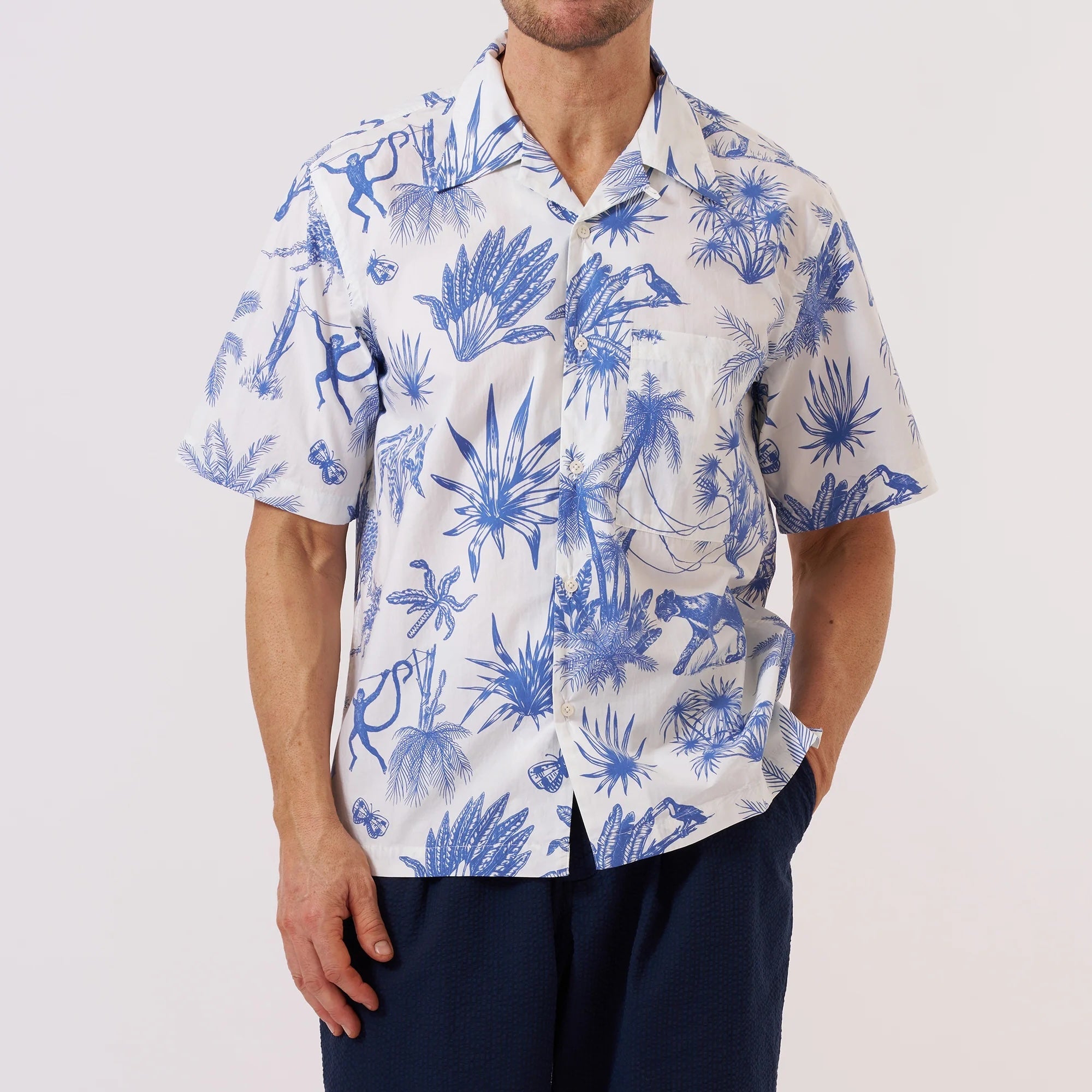 
                          Jungle Toile Camp Shirt - White - Universal Works - STAG Provisions - Tops - S/S Woven - Floral
                        