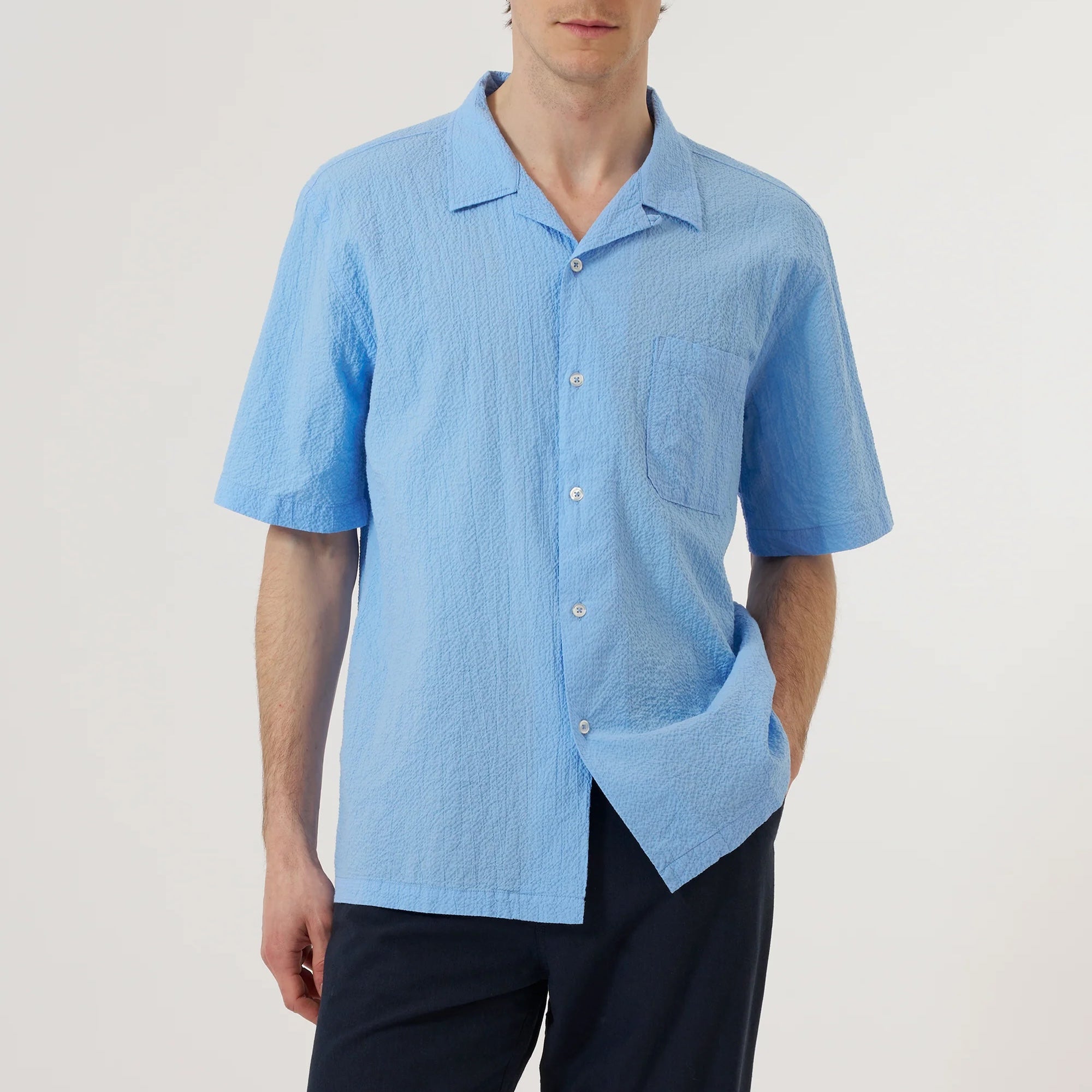 
                          Seersucker Road Shirt - Sky Blue - Universal Works - STAG Provisions - Tops - S/S Woven - Seersucker
                        