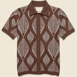 Zig Leaf Cardigan - Friar Brown/White - Far Afield - STAG Provisions - Tops - S/S Knit
