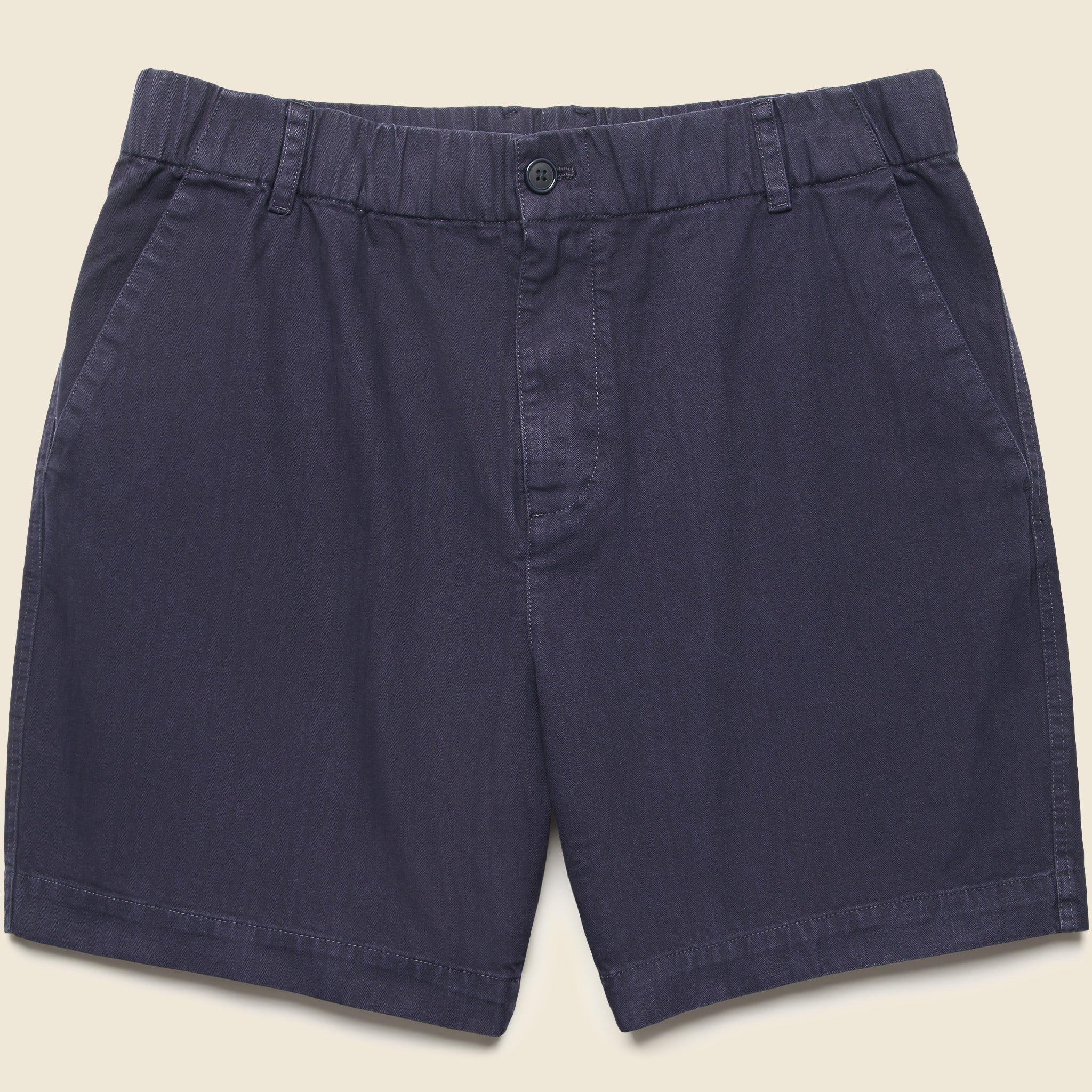 7" Herringbone Pull-On Shorts - Navy - Alex Mill - STAG Provisions - Shorts - Solid
