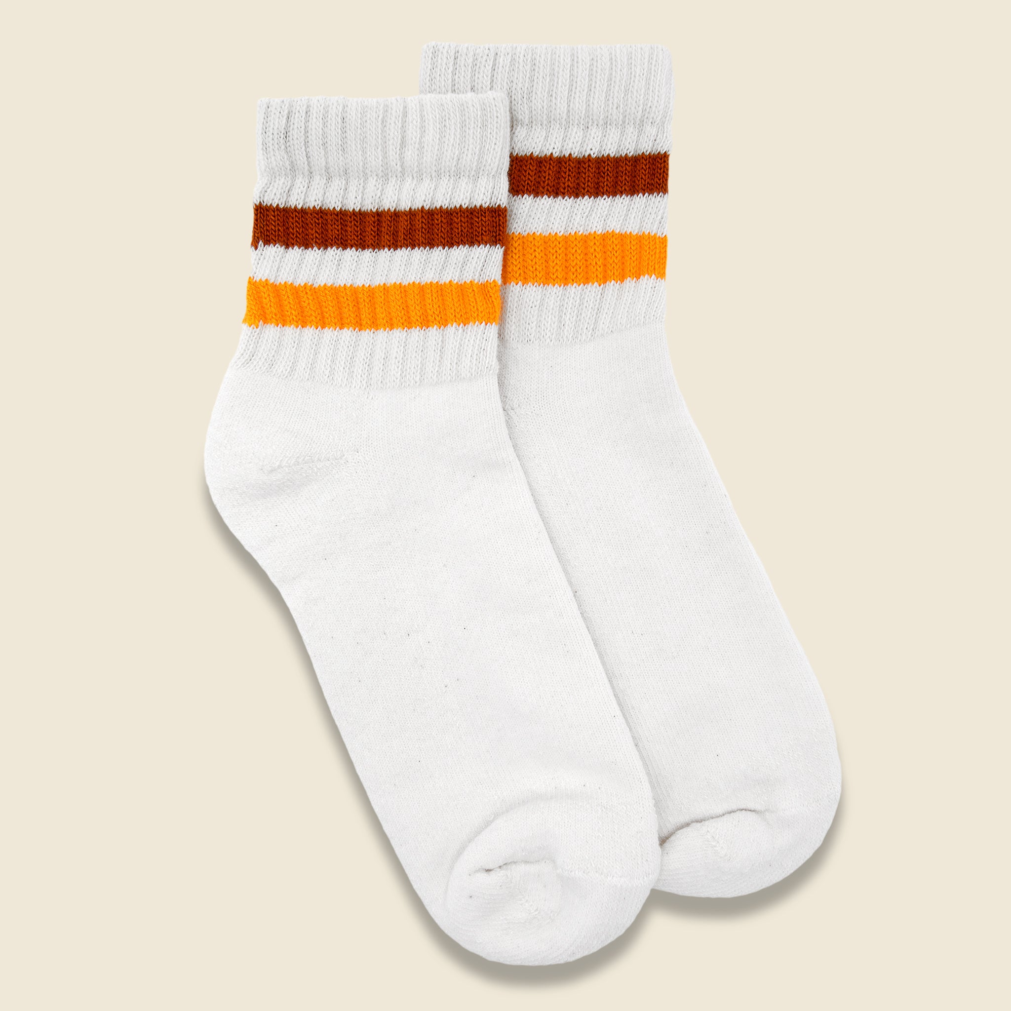 Retro Stripe Quarter Crew Sock - Texas Orange/Gold