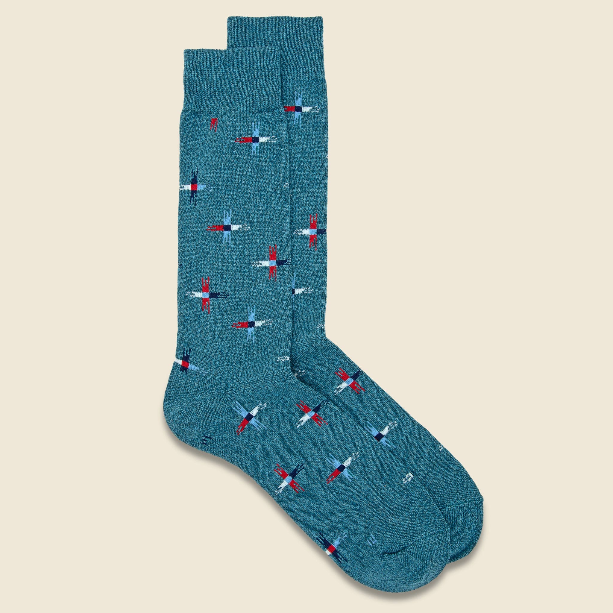Sun Cross Crew Sock - Teal - Anonymous Ism - STAG Provisions - Accessories - Socks