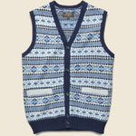 Button Knit Vest - Indigo Fair Isle - BEAMS+ - STAG Provisions - Tops - Sweater