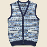 Button Knit Vest - Indigo Fair Isle - BEAMS+ - STAG Provisions - Tops - Sweater