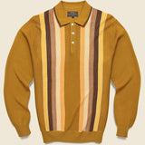 Striped Knit Sweater Polo - Mustard - BEAMS+ - STAG Provisions - Tops - Sweater