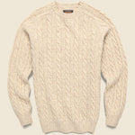 Cable Crewneck Sweater - Beige - BEAMS+ - STAG Provisions - Tops - Sweater