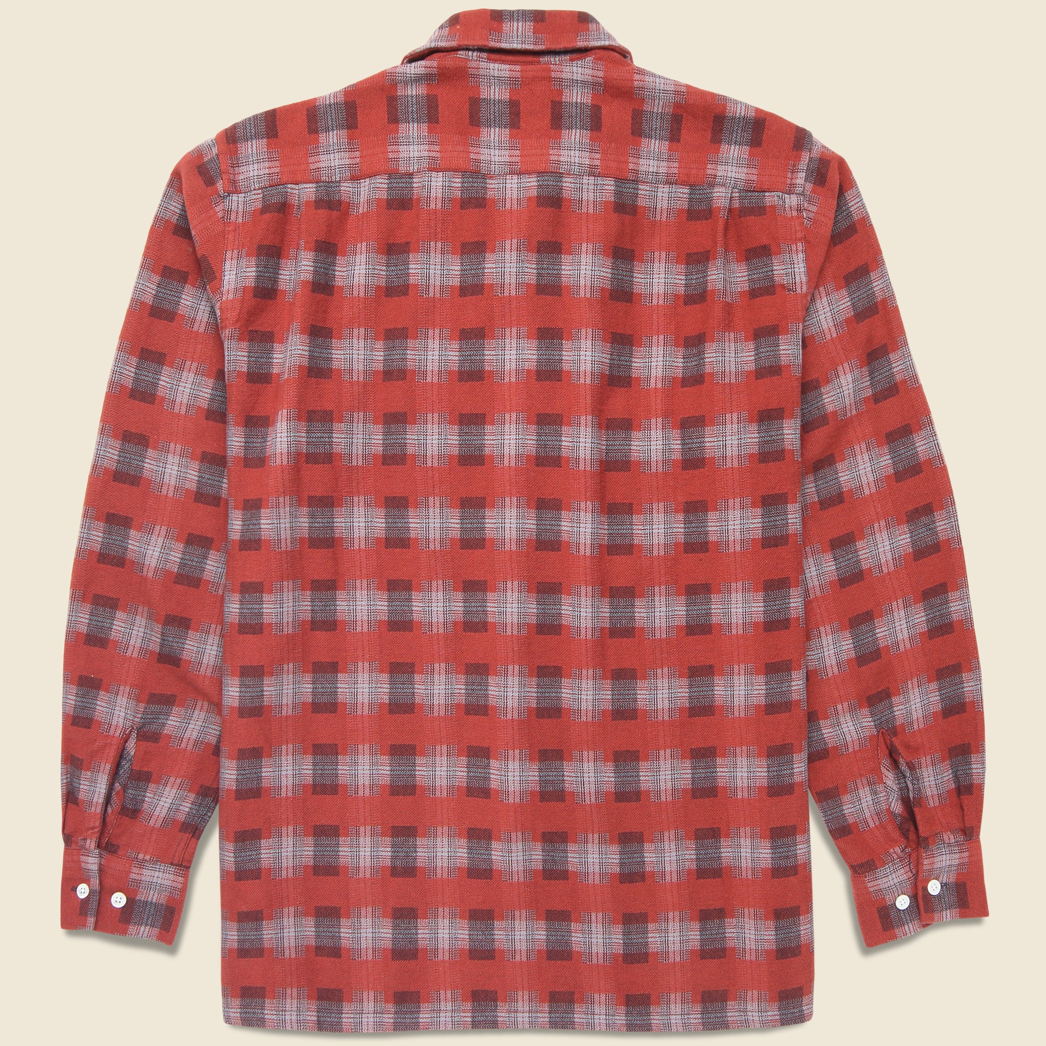 Open Collar Brushed Satin Shirt - Multi - BEAMS+ - STAG Provisions - Tops - L/S Woven - Plaid