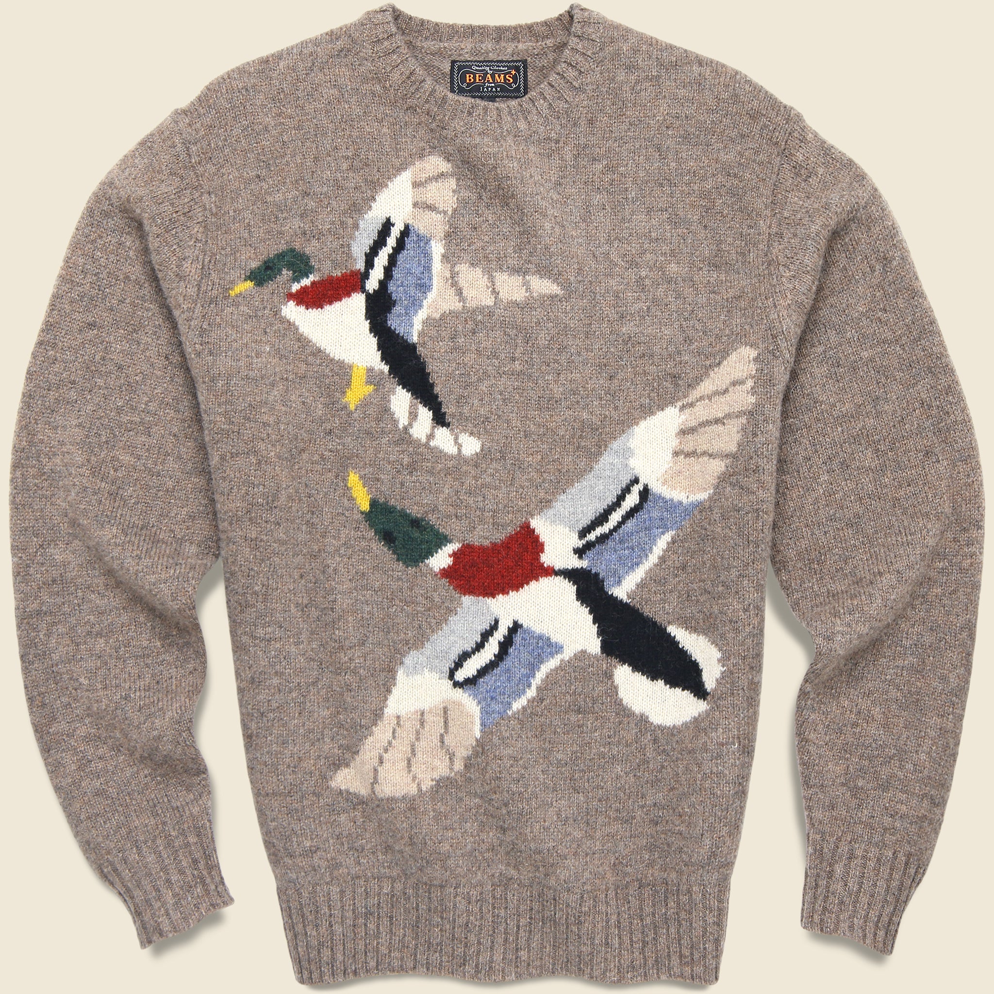 Crew Intarsia Duck Sweater - Beige - BEAMS+ - STAG Provisions - Tops - Sweater