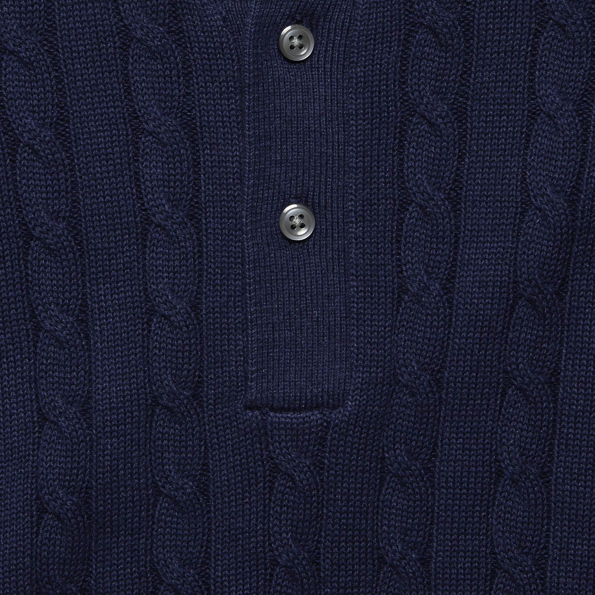 
                          Cable Knit Polo - Navy - BEAMS+ - STAG Provisions - Tops - S/S Knit
                        