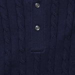 Cable Knit Polo - Navy - BEAMS+ - STAG Provisions - Tops - S/S Knit