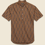Pullover Short Sleeve Dobby Print Shirt - Brown - BEAMS+ - STAG Provisions - Tops - S/S Woven - Other Pattern