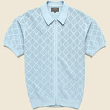 Mesh Zip Polo - Sax - BEAMS+ - STAG Provisions - Tops - S/S Knit