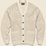 Argyle Mesh Cardigan - Beige - BEAMS+ - STAG Provisions - Tops - Sweater