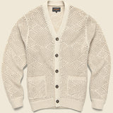 Argyle Mesh Cardigan - Beige - BEAMS+ - STAG Provisions - Tops - Sweater