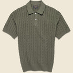 Cable Knit Polo - Olive - BEAMS+ - STAG Provisions - Tops - S/S Knit