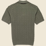 Cable Knit Polo - Olive - BEAMS+ - STAG Provisions - Tops - S/S Knit