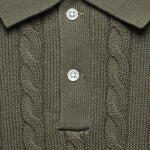 Cable Knit Polo - Olive - BEAMS+ - STAG Provisions - Tops - S/S Knit