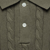 Cable Knit Polo - Olive - BEAMS+ - STAG Provisions - Tops - S/S Knit