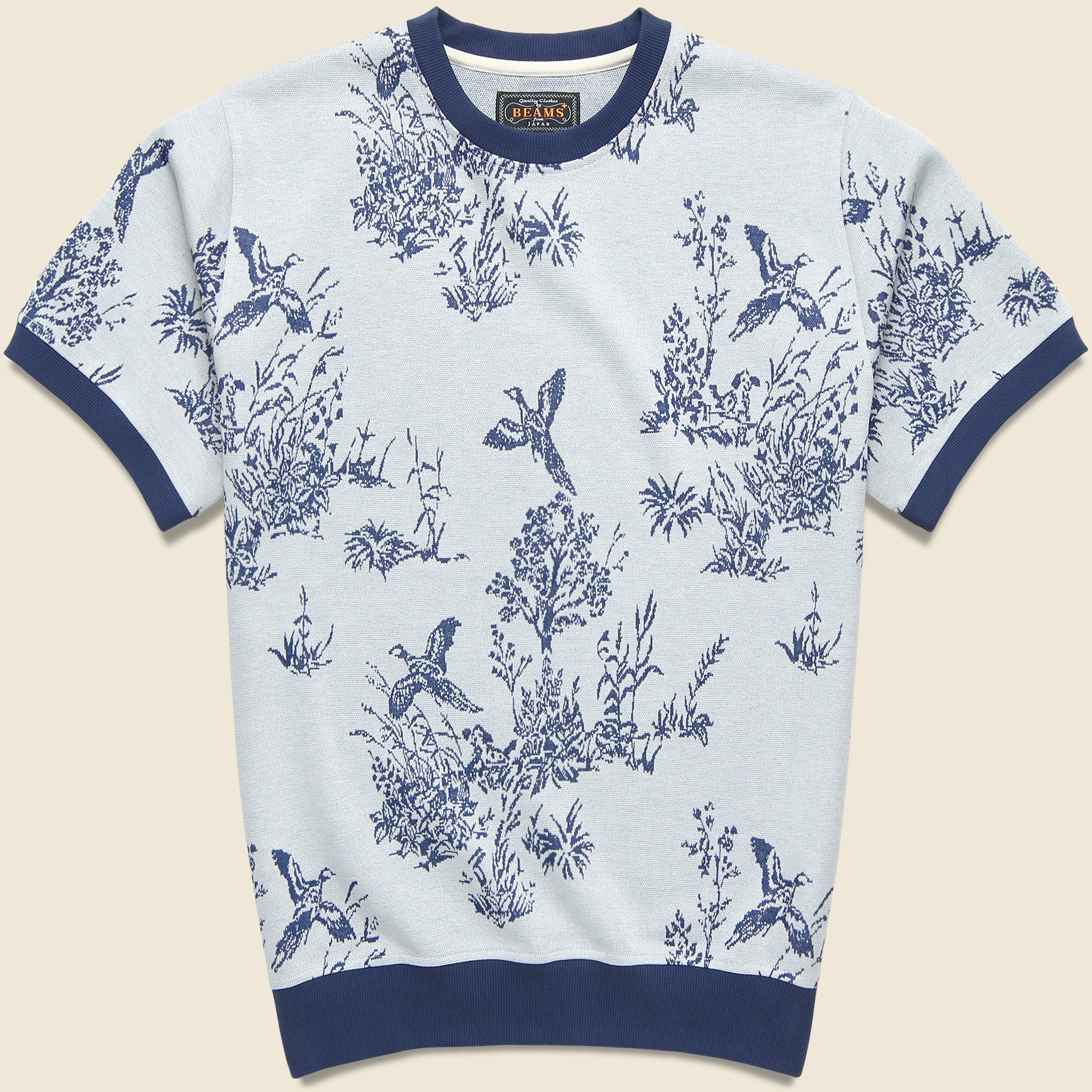 Knit Jacquard Bird Tee - White - BEAMS+ - STAG Provisions - Tops - S/S Knit
