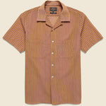 Open Collar Bumpy Stripe Shirt - Orange - BEAMS+ - STAG Provisions - Tops - S/S Woven - Stripe