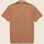 Open Collar Bumpy Stripe Shirt - Orange - BEAMS+ - STAG Provisions - Tops - S/S Woven - Stripe