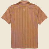 Open Collar Bumpy Stripe Shirt - Orange - BEAMS+ - STAG Provisions - Tops - S/S Woven - Stripe
