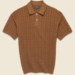 Cable Knit Polo - Brown - BEAMS+ - STAG Provisions - Tops - S/S Knit