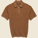 Cable Knit Polo - Brown - BEAMS+ - STAG Provisions - Tops - S/S Knit