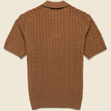 Cable Knit Polo - Brown - BEAMS+ - STAG Provisions - Tops - S/S Knit