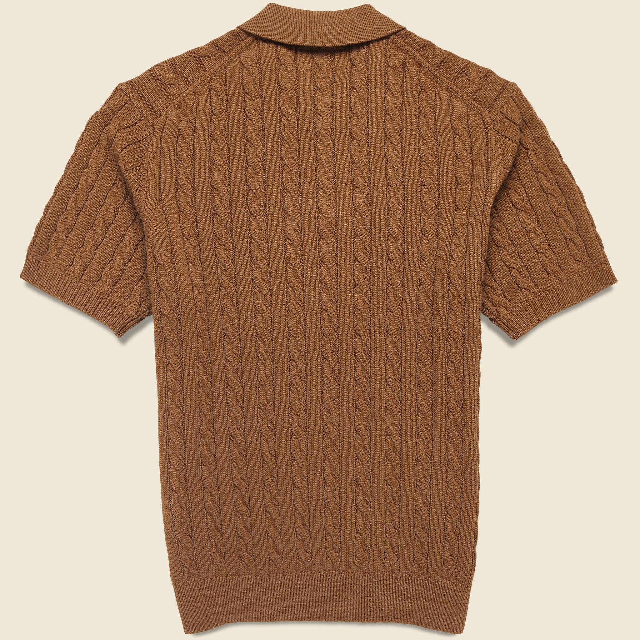 Cable Knit Polo - Brown - BEAMS+ - STAG Provisions - Tops - S/S Knit
