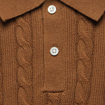 Cable Knit Polo - Brown - BEAMS+ - STAG Provisions - Tops - S/S Knit