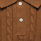 Cable Knit Polo - Brown - BEAMS+ - STAG Provisions - Tops - S/S Knit