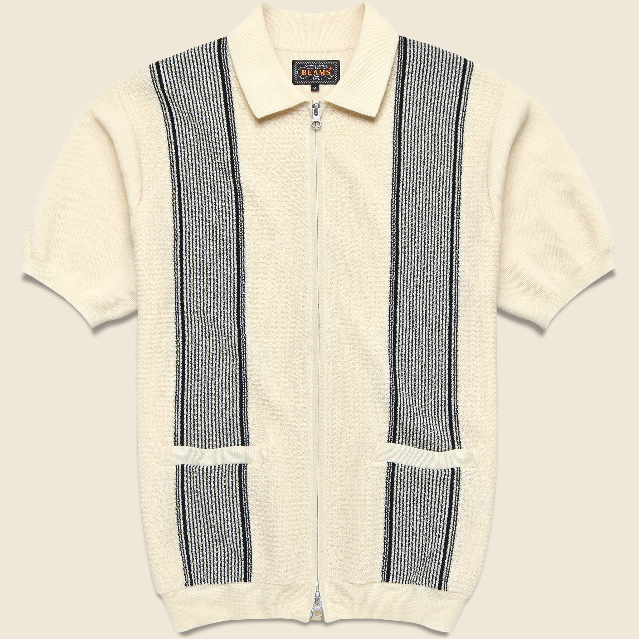 Zip Knit Polo - Off White - BEAMS+ - STAG Provisions - Tops - S/S Knit