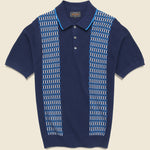 Jacquard Knit Polo - Navy - BEAMS+ - STAG Provisions - Tops - S/S Knit