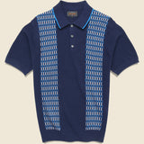 Jacquard Knit Polo - Navy - BEAMS+ - STAG Provisions - Tops - S/S Knit