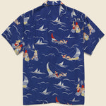 Open Collar Sailing Print Shirt - Blue - BEAMS+ - STAG Provisions - Tops - S/S Woven - Other Pattern