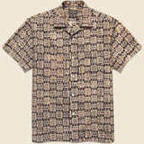 Open Collar Grid Block Print Shirt - Orange - BEAMS+ - STAG Provisions - Tops - S/S Woven - Other Pattern