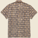 Open Collar Grid Block Print Shirt - Orange - BEAMS+ - STAG Provisions - Tops - S/S Woven - Other Pattern