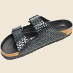 Arizona Woven Embossed Sandal - Black/Leather - Birkenstock - STAG Provisions - Shoes - Sandals / Flops
