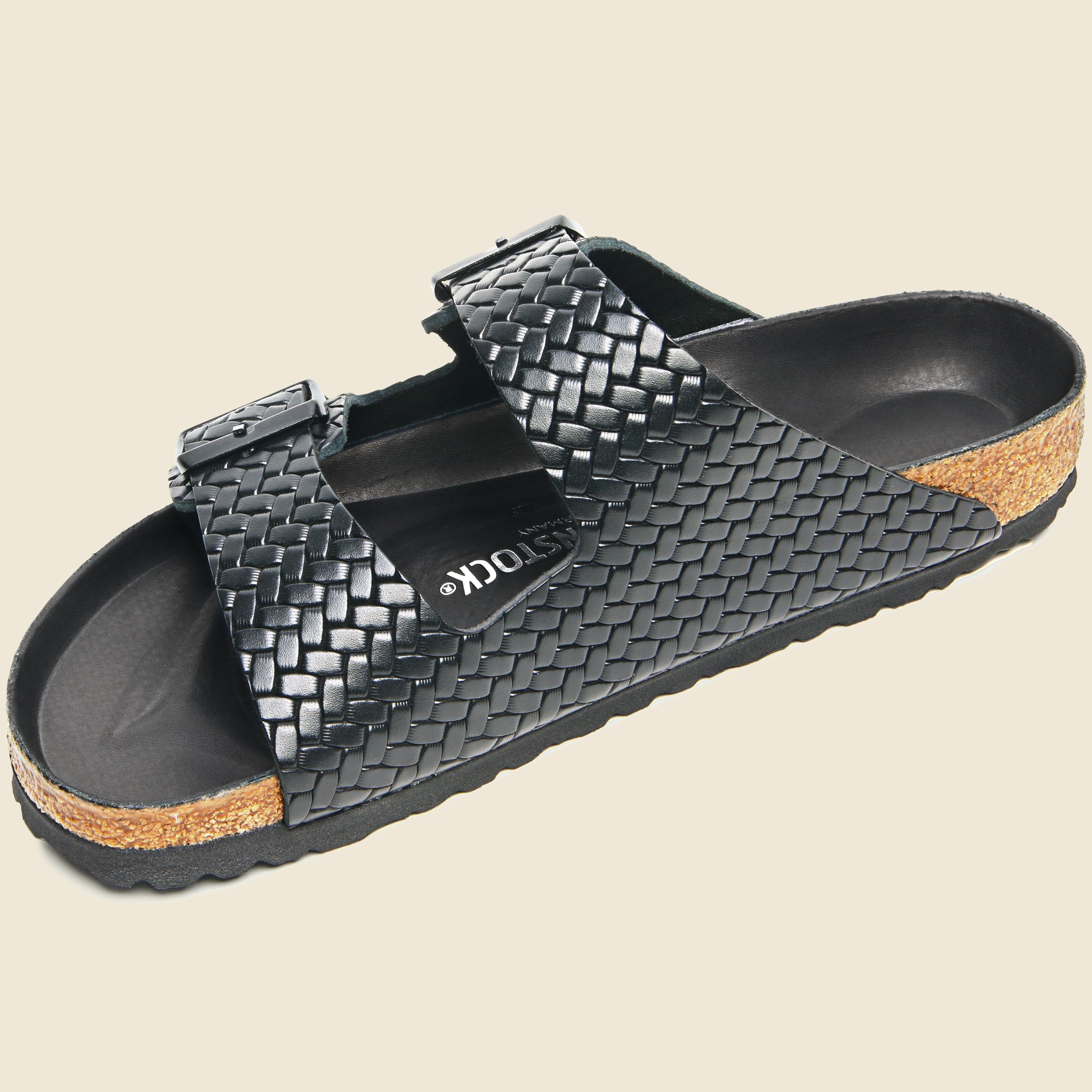 Arizona Woven Embossed Sandal - Black/Leather - Birkenstock - STAG Provisions - Shoes - Sandals / Flops