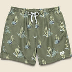 5.5" Cactus Print Swim Trunks - Dark Green - Bather - STAG Provisions - Shorts - Swim