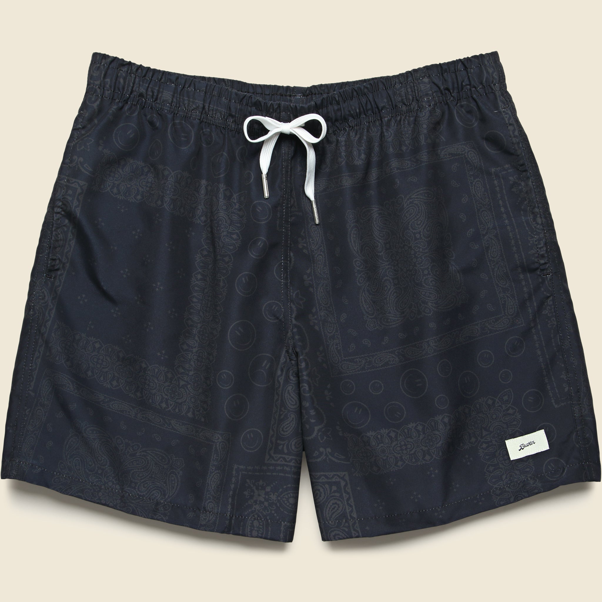 5.5" Tonal Bandana Stripe Swim Trunks - Black - Bather - STAG Provisions - Shorts - Swim