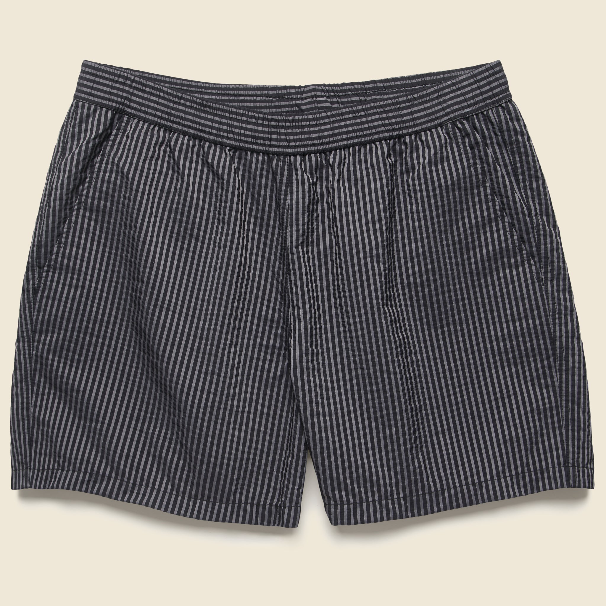 4.5" Seersucker Swim Trunks - Black - Bather - STAG Provisions - Shorts - Swim