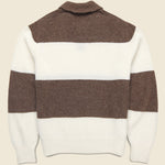 Striped Brushed Knit Rugby Polo - Brown/White - Corridor - STAG Provisions - Tops - Sweater