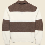 Striped Brushed Knit Rugby Polo - Brown/White - Corridor - STAG Provisions - Tops - Sweater